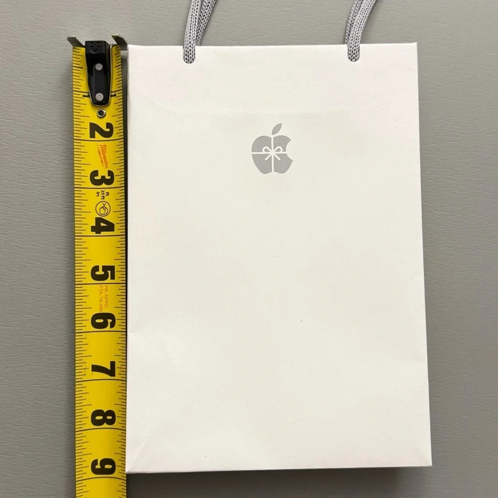 Apple Silver Logo White Bag